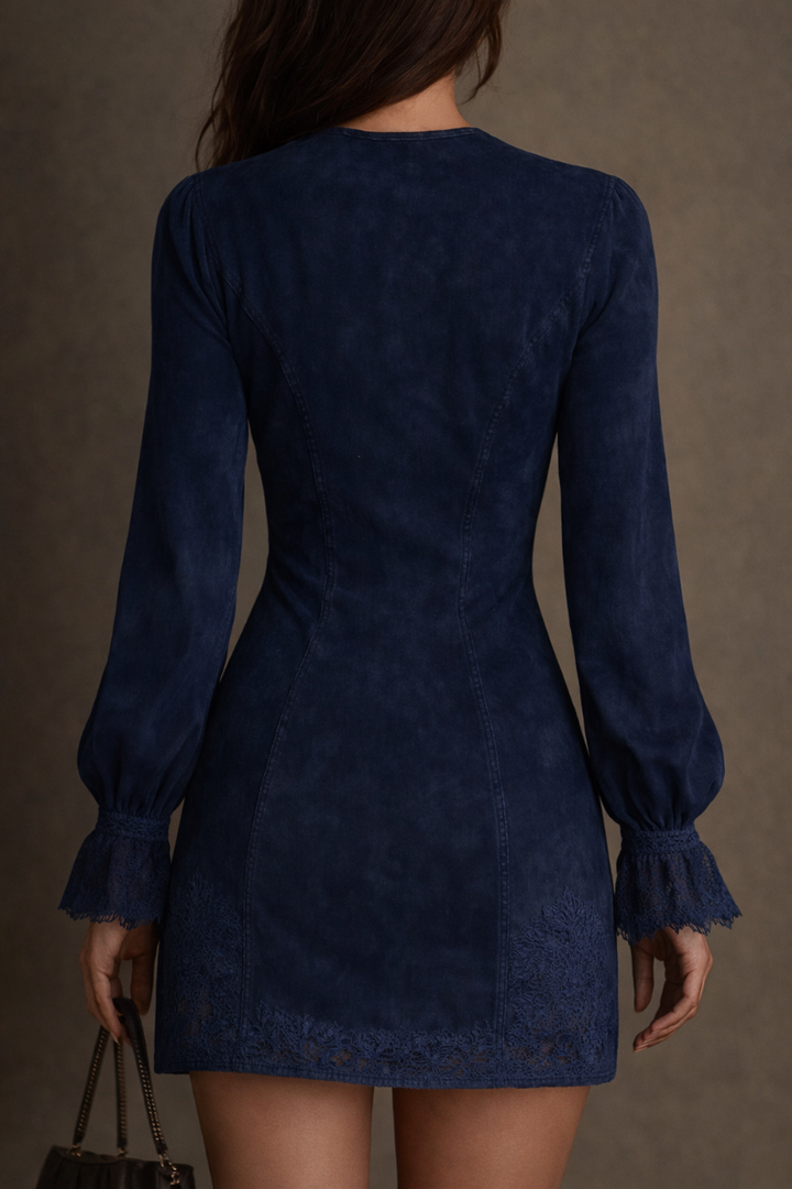 AZURE BLUE SUEDE MINI DRESS