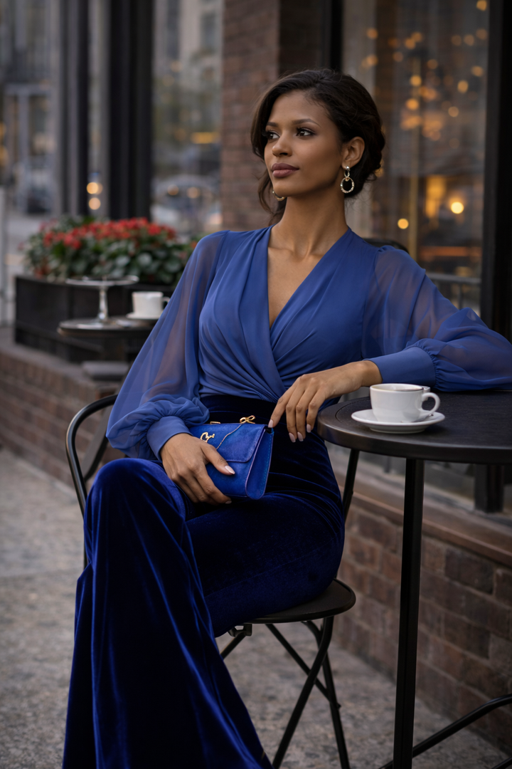 SAPPHIRE DRAPE JUMPSUIT